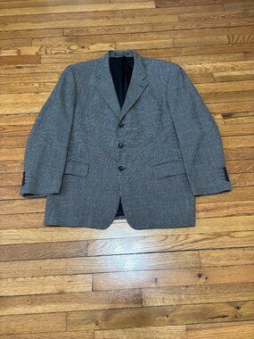 S. Cohen Mens Blazer Jacket Size 44R Gray Wool Check 3 Button Sport Coat